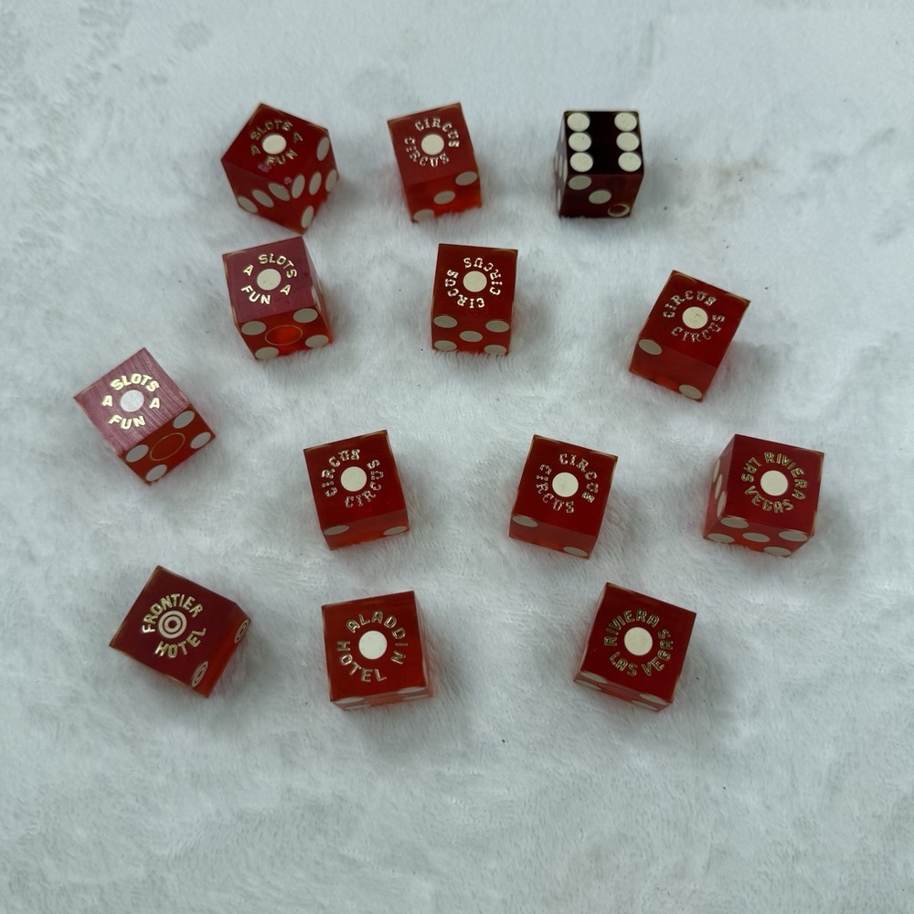 Vintage Las Vegas Casino Dice Lot 13 Red Advertising Frontier Riviera Stardust